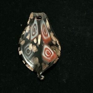 Murano Glass Pendant with Red and Beige Millefiori Design